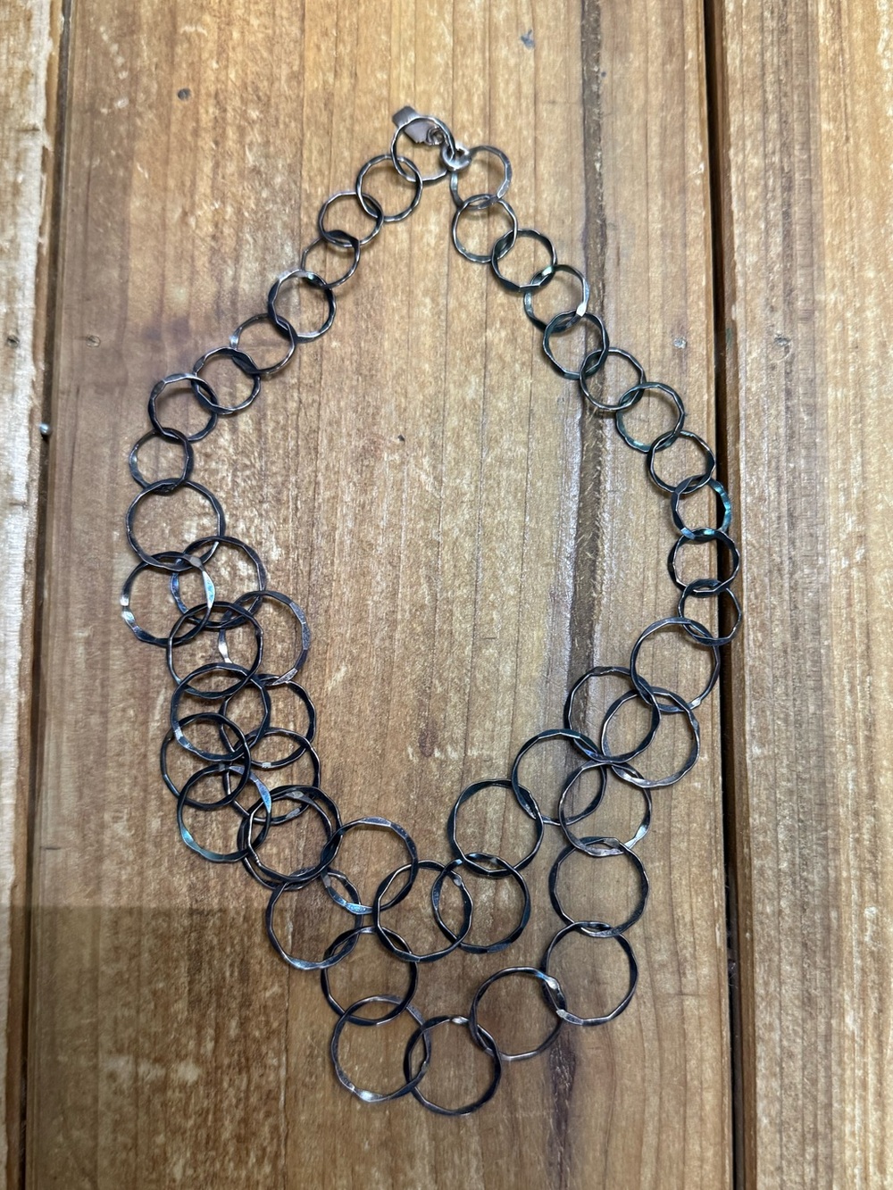Finola Sterling Silver Layered Circle Link Necklace in Gunmetal